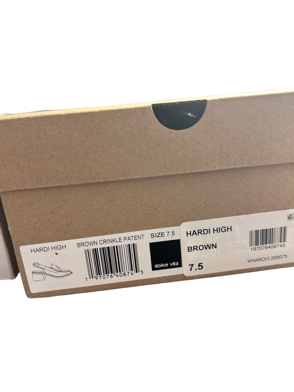 Dolce Vita Brown Crinkle Patent Hardi High Heels